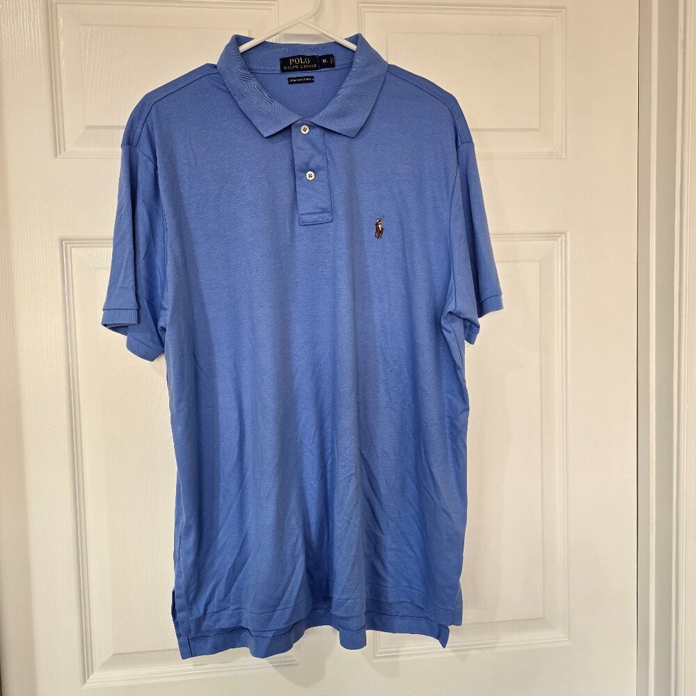 Polo Ralph Lauren Men's Pima Soft Touch 2‎ Button SS Polo Shirt Blue Size XL